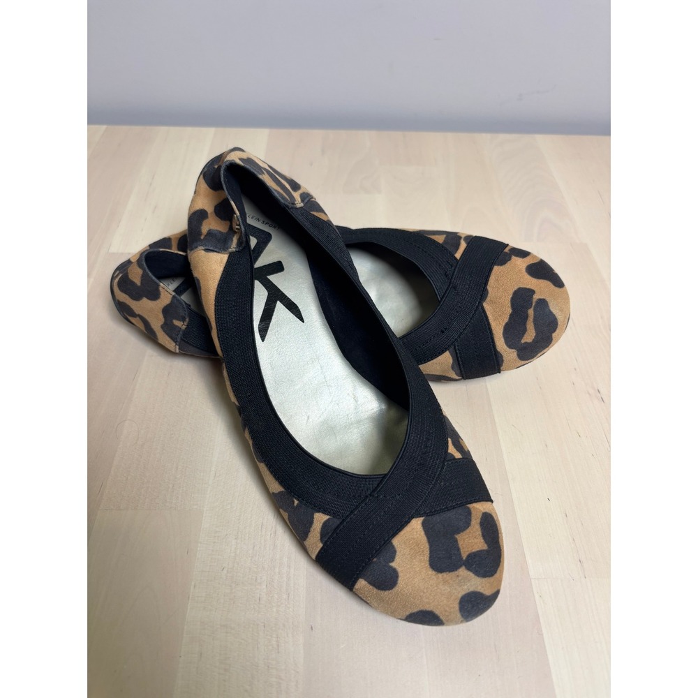 Anne Klein Sport Leopard Print Ballet Flats Brown Black Women 8M